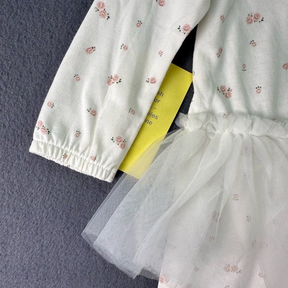 NWT ItsyBig White Floral Tulle Skirt Snap Closures Footed Onepiece Outfit 9M - Picture 3 of 13
